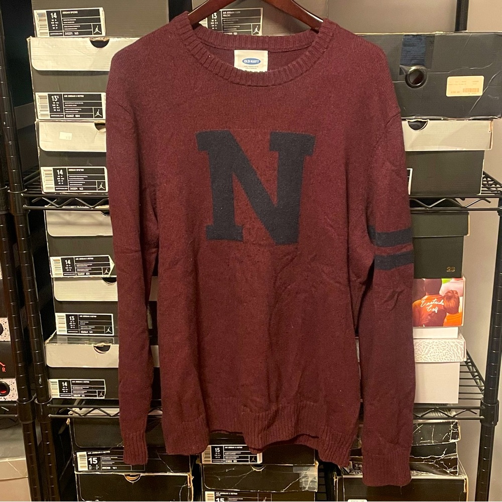 Vintage Old Navy Burgundy Navy Blue NAVY Sweater XXL Used/Excellent Condition